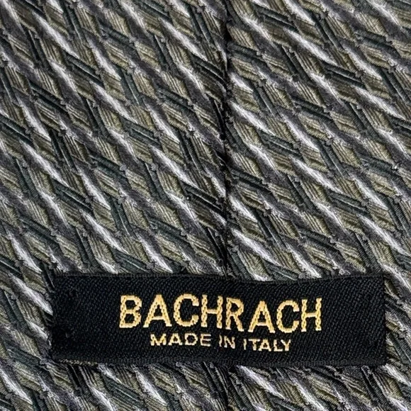 Bachrach  Men’s Green & Gray Foulard Patterned Tie - Picture 2 of 6